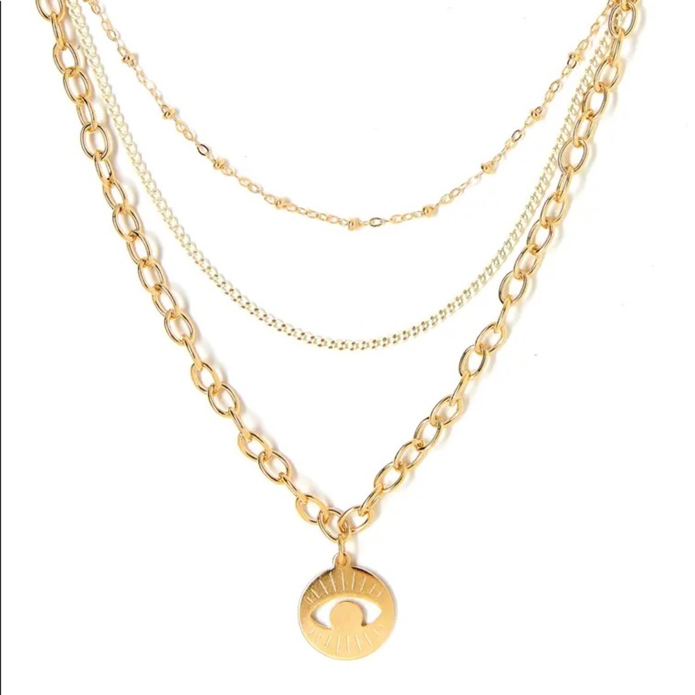 NWT Tess + Tricia Lucia Layered Eye Charm Necklace